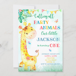 Giraffe Einladung zum Geburtstag Safari