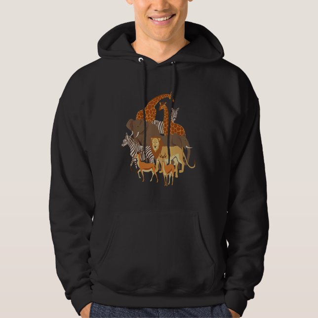 Giraffe Elephant Zebra Lion Hoodie (Vorderseite)