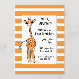 Giraffe - erster Geburtstag Einladung