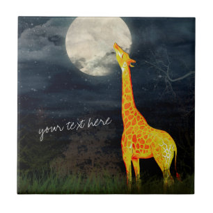 Giraffe et Lune   Carreaux photo en céramique pers