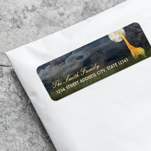 Giraffe et Lune | Étiquettes d'adresse de retour p (Créateur téléchargé)