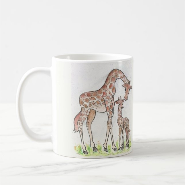 Giraffe et son veau design sur une Mug / Coupe (Gauche)