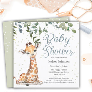 Giraffe Eucalyptus Greenery Baby Shower Einladung