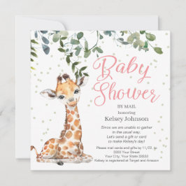Giraffe Eucalyptus Greenery Pink Baby Shower Einladung