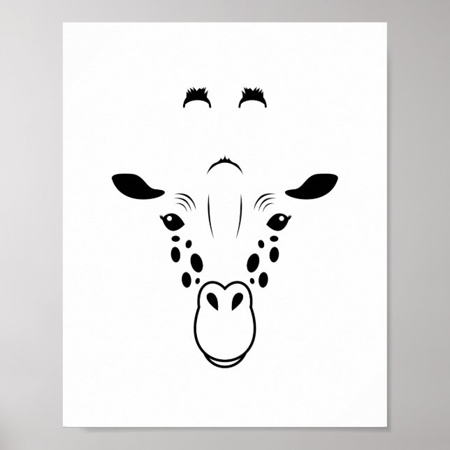 Giraffe Face Silhouette Poster (Vorne)