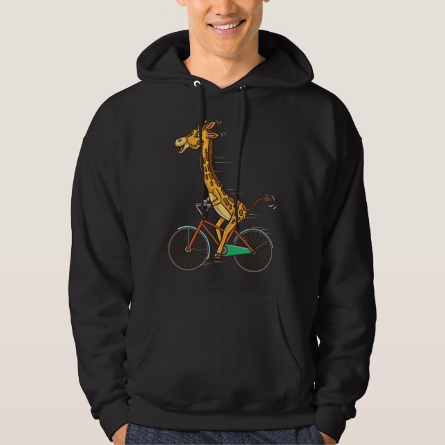 Giraffe fährt Fahrrad Hoodie (Vorderseite)