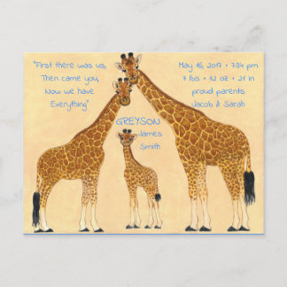 Giraffe-Familie - Geburtsankündigung Ankündigungspostkarte