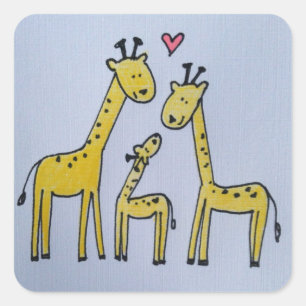 Giraffe Familienaufkleber Quadratischer Aufkleber