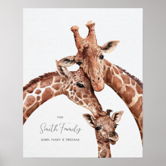 Giraffe Familienportrait, Kinderzimmer Neue Gebore Poster