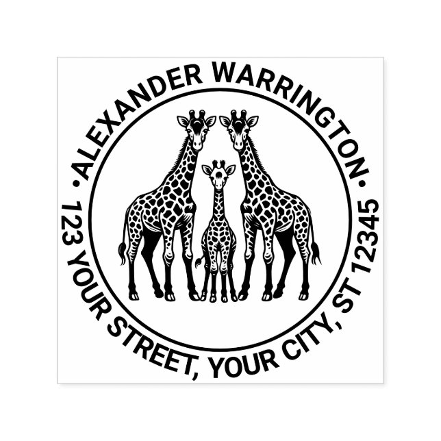 Giraffe Family Baby Giraffe Name Rücksendeadresse Permastempel (Design)