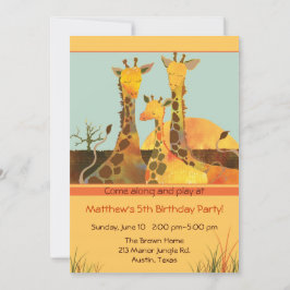 Giraffe Family Kindergeburtstag Party Einladung