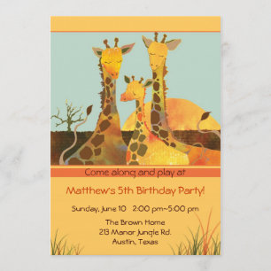 Giraffe Family Kindergeburtstag Party Einladung