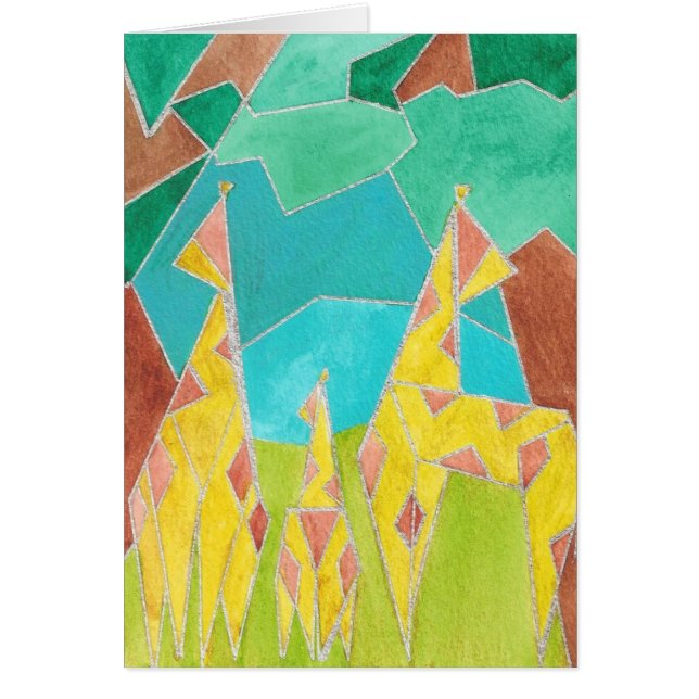 Giraffe Family Original Abstract Art (Devant)