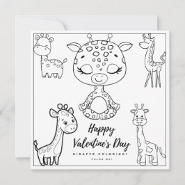 Giraffe Farbseite Girl Card Valentinstag