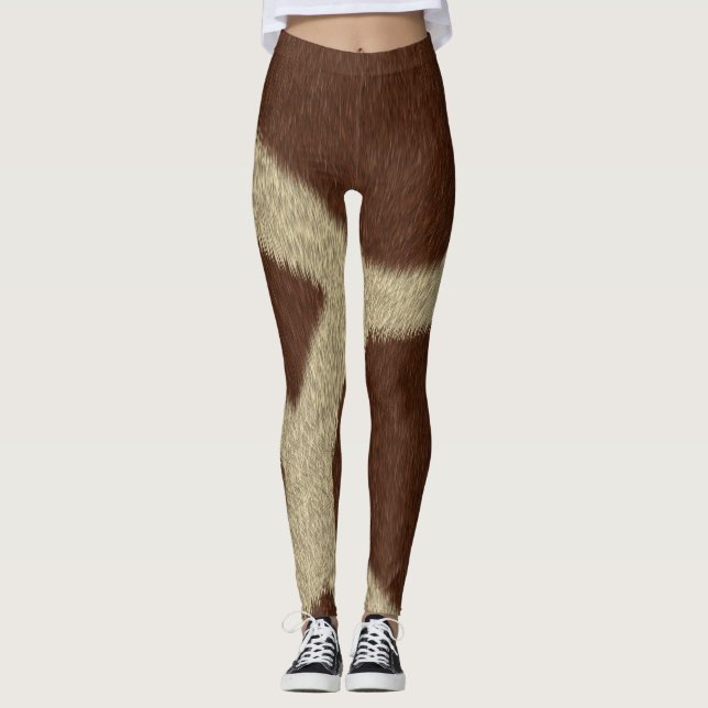 Giraffe Faux Fur Imprimer Leggings (Devant)
