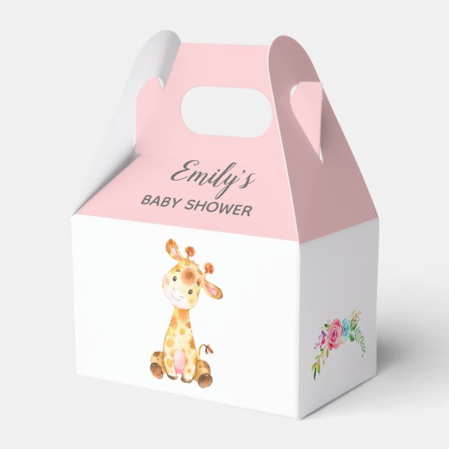 Giraffe Favor Box (Girl Baby Shower / Birthday) Geschenkschachtel (Vorderseite)