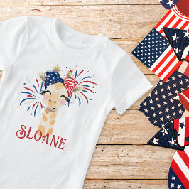 Giraffe Flag Haargummi und Feuerwerke Personalisie T-Shirt