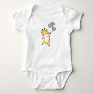 Giraffe fliegt Bollons auf Sweet Animals Zoo Baby Strampler