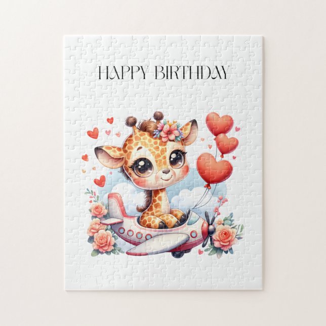 Giraffe Flugzeug Geburtstag (Vertikal)