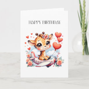 Giraffe Flugzeug Geburtstag Karte
