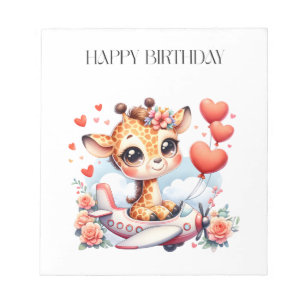 Giraffe Flugzeug Geburtstag Notizblock