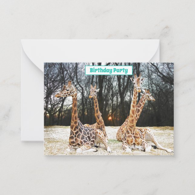 Giraffe Forrest Fun Party Einladung - Vier Sitze (Vorderseite)