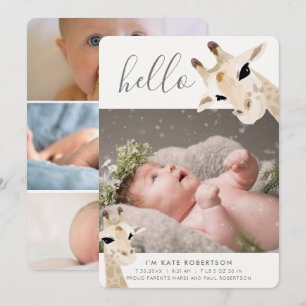 Giraffe Foto Collage Geburtserklärung Einladung