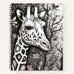 Giraffe Friedlich Nature Prairie Sketch Zeichnend Notizbuch