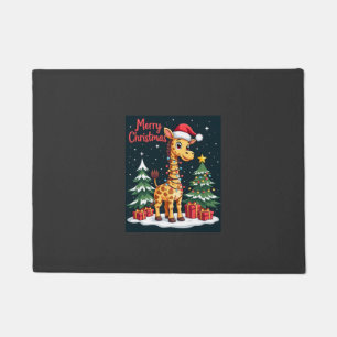 Giraffe Frohe Weihnachten Baum Beleuchtung Santa G Fußmatte
