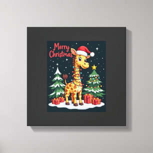 Giraffe Frohe Weihnachten Baum Beleuchtung Santa G Leinwanddruck