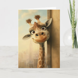 GIRAFFE FUNNY HELLO Grußkarte Karte