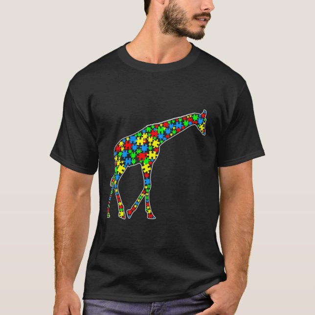 Giraffe Funny Puzzle Animals Autismus Bewusstsein T-Shirt (Vorderseite)