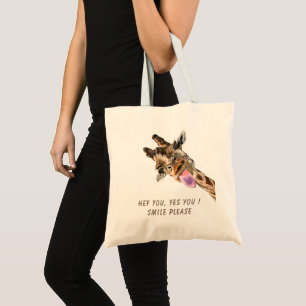 Giraffe Funny Tote Bag Lächeln - Benutzerdefiniert Tragetasche