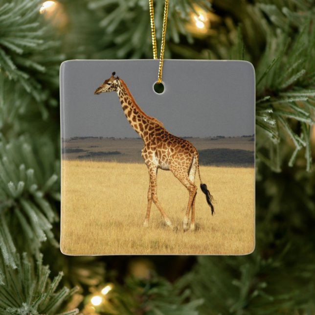 Giraffe für Afrikanische Tiere Keramikornament (Baum)