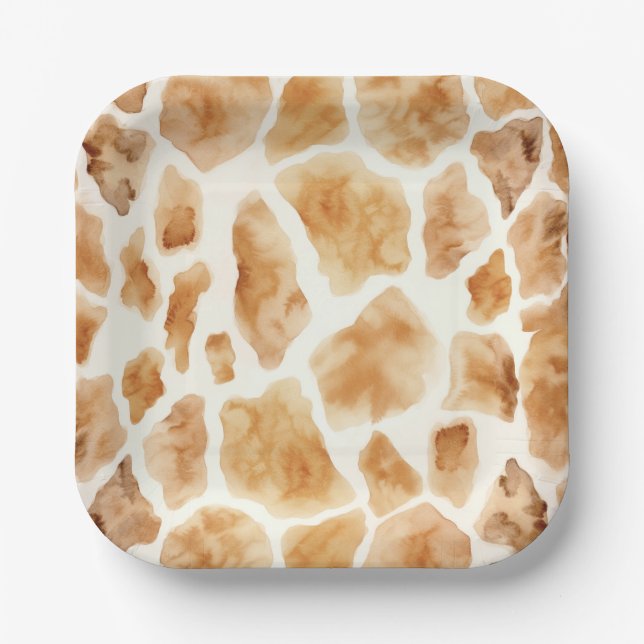 Giraffe Fur Print Pattern Modernes Safari Party Pappteller (Vorderseite)