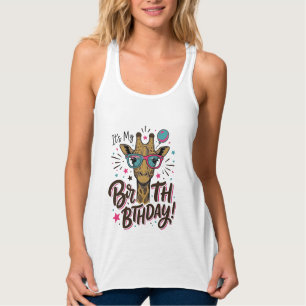 Giraffe-Geburtstags-Shirt mit Vintage-Gravur_1 Tank Top