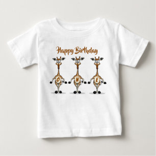 Giraffe Geburtstags-Trio One Baby T-Shirt