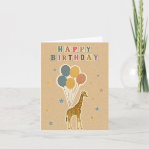 Giraffe Geburtstagskarte - Retro Collage Style Karte