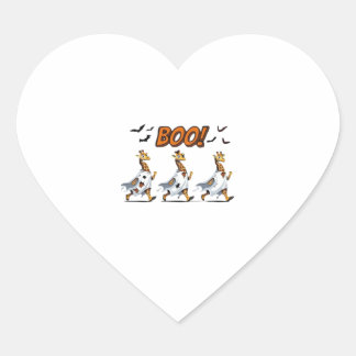 Giraffe-Geisterparade Halloween BOO! � Lustig Grus Herz-Aufkleber