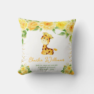 Giraffe Gelbe Blumen Geburtsstatistik Kissen