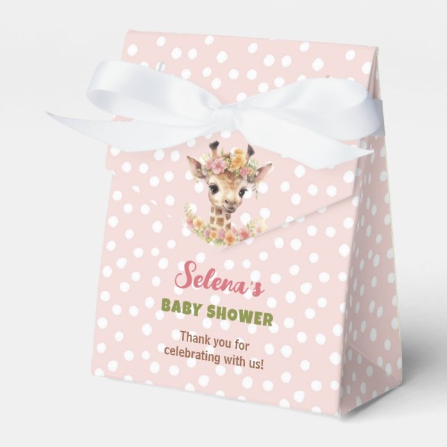 Giraffe Girl Babydusche Pink Green Safari Wild Geschenkschachtel (Vorderseite)