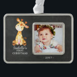 Giraffe Girl Baby's First Christmas Foto Ornament Rahmen-Ornament Silber<br><div class="desc">Niedliche Dschungelsafari-Giraffen Kindermädchen Erste Weihnachtsschmuck. . Matching Artikel in unserem Shop erhältlich.</div>
