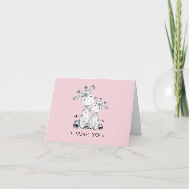 Giraffe Girls Baby shower Merci Note (Devant)