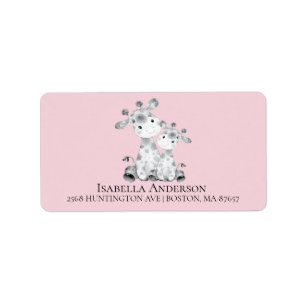 Giraffe Girls Babydusche Adressaufkleber