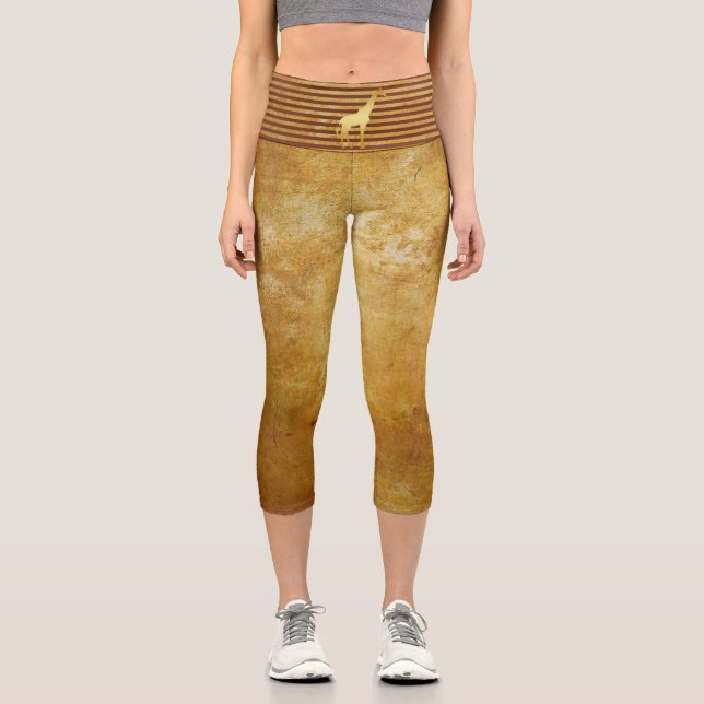 Giraffe Gold Capri Leggings (Vorderseite)