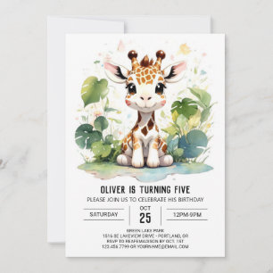 Giraffe Grace Safari Invitation d'anniversaire