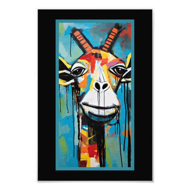 Giraffe Grafitti, lustig und bunt, Fotodruck (Vorne)