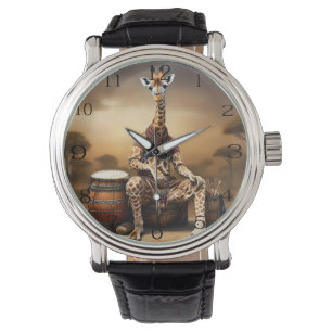 Giraffe Grooves: Eine Bongoserenade in der Savanna Armbanduhr
