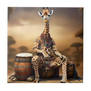 Giraffe Grooves: Eine Bongoserenade in der Savanna Fliese