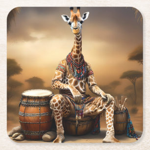 Giraffe Grooves: Eine Bongoserenade in der Savanna Rechteckiger Pappuntersetzer